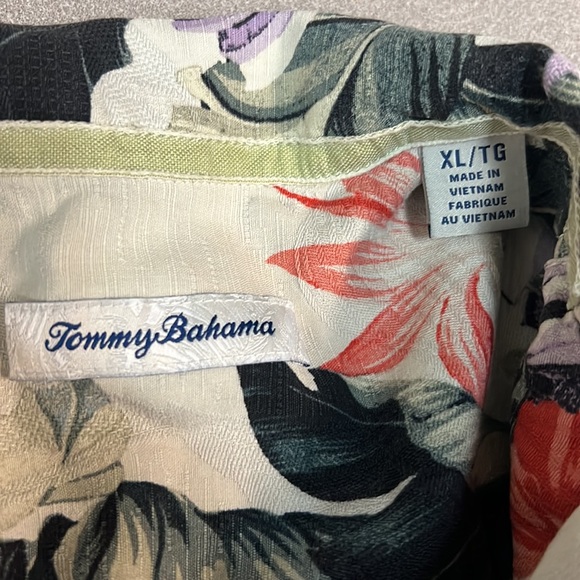 Tommy Bahama 100% Silk off white hibiscus floral Hawaiian textured washable XL - Picture 6 of 13